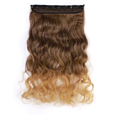 China U-tip hair (WJJ-01- 4T27. ) 5pcs gradient color curly wig clip accesory synthetic hair wig set hair extensions for women for sale