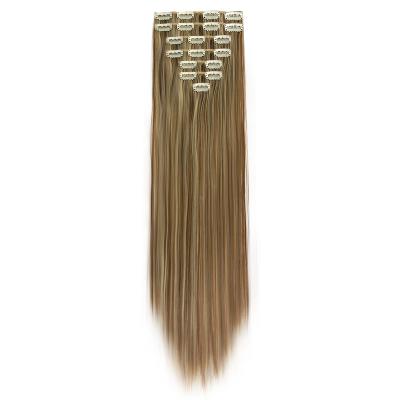 China U-tip hair wig (QJT-01- 27H613) 7 pieces set long straight hair chemical fiber clip hair wig piece for women for sale