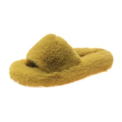 China 2020 Winter Fashion Trend New Fashion Indoor Colorful Soft Fluffy Fluffy Slides Indoor Fur Hairy Slippers For Women for sale