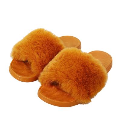 China Cheap Fashion Trend Winter Women Warm Plush Soft Hairy Female Fashion Fur Slipper Sandals Indoor Outdoor Slides for sale