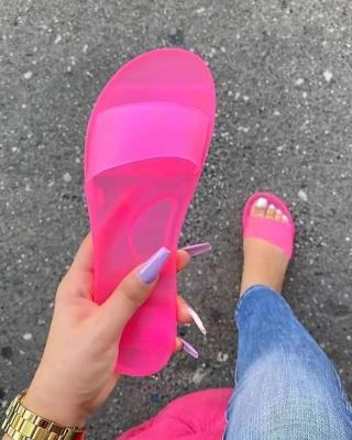 China Fashion Trend Jelly Slippers For Ladies Fashion Comfortable Jelly Slide Flat Sandals Soft Colorful Beach Rubber Plastics Sandals Jelly Slides for sale