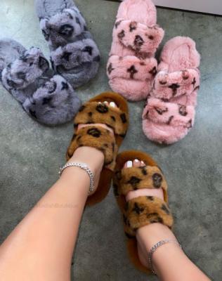 China High Quality Summer Color Fur Slippers For Women Popular Ladies Sandal Slides Fuzzy Slide Leopard Print Fluffy Pink Fox Slippers for sale