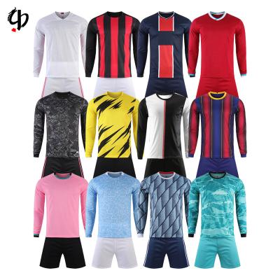 China Thailand high quality club long sleeve training soccer jerseys adult soccer jerseys sets/kids polyester for sale