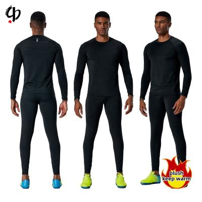 China Winter Fleece Men's Fitness Breathable Tights Suit Breathable Round Neck Long Sleeve Tights Suit for sale