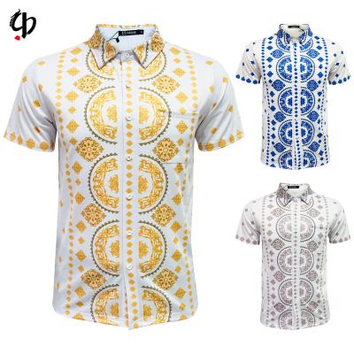 China Summer luxury fashion slim fit gold slim fit men's anti-pilling club shirt men's party shirt luxury fashion shirt for sale