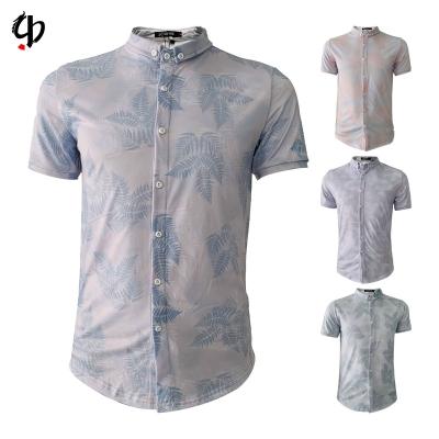 China Factory High Quality Polyester Anti-pilling Leaves Shirt Mens Hawaii Design Short Sleeve Beach Casual Shirt Mens Vacation Shirt for sale