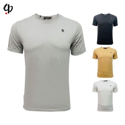 China Anti-wrinkle summer men's short sleeve T-shirt custom micro-label printing lightweight breathable 100% polyester cotton T-shirt for sale