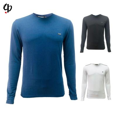 China Designer 220g Autumn And Winter Anti-wrinkle Round Polyester Men's Casual Custom Micro-Label T-shirt Neck Long Sleeve T-shirt for sale