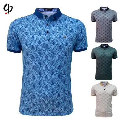 China Anti-wrinkle summer high quality smart men's polo shirt custom printed micro-label polo lines stripes pattern golf casual wear for sale