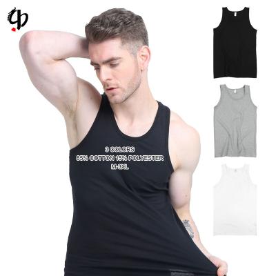 China QUICK DRY men's sports 85% cotton 15% cotton sleeveless polyester basing knit sleeveless sweat-absorbing slim fit stretchy for sale