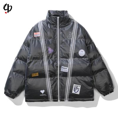 China Waterproof creative cycling jacket clip labeling cotton thickening loose men's jacket high street hip-hop personality cotton jacket for sale