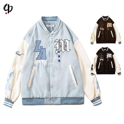 China Custom Hip Hop Campus Waterproof Baseball Jacket Plush Patch Embroidered Jacket High Street Pilot Embroidered Jacket for sale