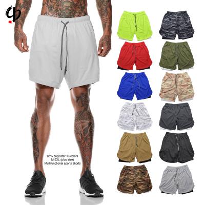 China Anti-Wrinkle Factory Direct OEM Men's Fitness Casual Jogging Shorts Pocket Shorts Double Sports Training Shorts for sale