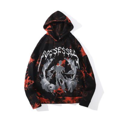 China 2022 New Arrival Anti-Wrinkle Heavyweight 100% Cotton Tie Custom Black Oversized Dye Hoodie Unisex Streetwear Men for sale