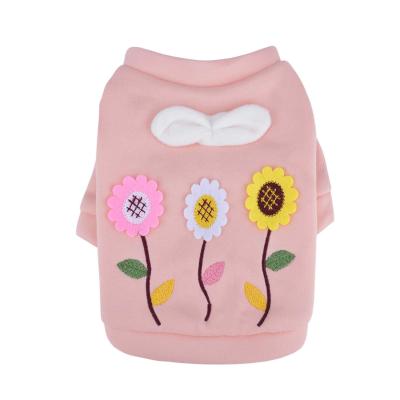 China Stocked Cute Flower Pattern Pet Turtle Neck Apparel Dog Thin Knitted Three-Dimensional Sweater Pretty for sale