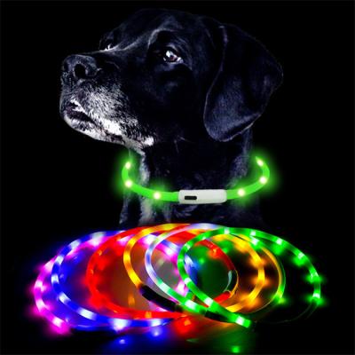 China Wholesale Reflective Dog Supplies Adjustable Stylish Luxury Custom Usb Rechargeable Silicone Led Glitter Collars for sale