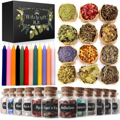 China Europe Witchcraft Spiritual Candles Set Home Witchcraft Altar Witchcraft Supplies Decorate Witch Kit Toolbox Crystal Stone Kit for sale