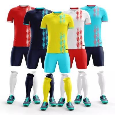 China Wholesale Sublimated Full Sets Custom Blank Kids Football Jerseys Youth Soccer Uniforms Sets For Men for sale