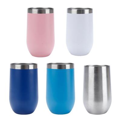 China Wholesale Viable Insulated Wine Mug Travel Wine Tumbler Laser Engraved Stainless Steel Egg Shape Beer Cup Insulated With Lid for sale