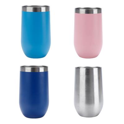 China Bulk Viable Wholesale Coffee Powder Coated Embossing Double Wall Insulated Wine Tumbler With Sliding Lid With Logo for sale