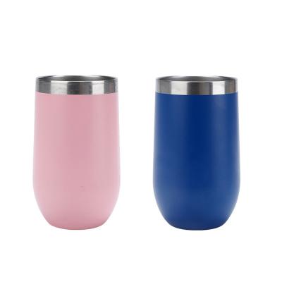 China Sustainable Custom Engrave Hot And Cold Stainless Steel Design Good Price Insulated Egg Shape Mugs Wine Tumblers With Lids for sale