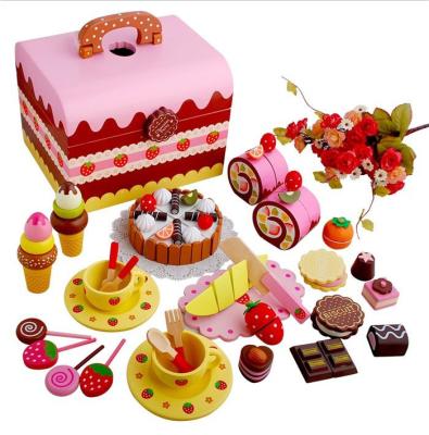 China High Quality Children's Toys Kids Kitchen Set Wooden Toys Pretend Play Party Cutting Cake Educational Toys for sale