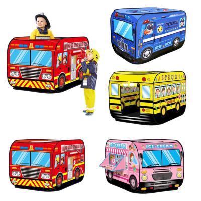 China Flexible and Portable Kids Tent Pop Up Toy Outdoor Foldable Playhouse Fire Truck Police Car Indoor Playhouse Bus Tent for sale