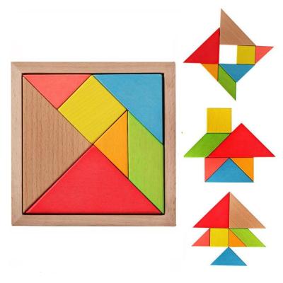 China Children's Imagination Toy Kids Educational Classic Montessori Tangram Training Wooden Puzzle for Exercise Children's Imagination for sale