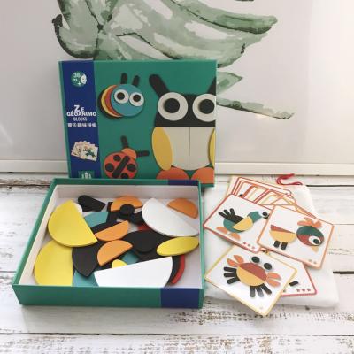 China Toy Learning Game Fun Blocks Cartoon Early Education Children Toys Wooden Animal Puzzle Creative Block for sale