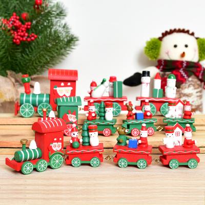 China Wooden Train Blocks Christmas Decoration New Year's Gifts Building Toy Christmas Children's Toys Gifts New for sale