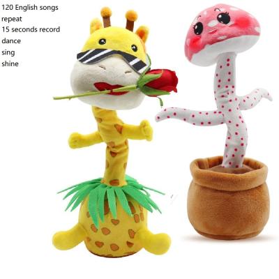 China New Products 120 Songs Singing Dancing Plush Toys Electric Talking Giraffe Toy Eco-friendly Material English Soft Plush Giraffe for sale