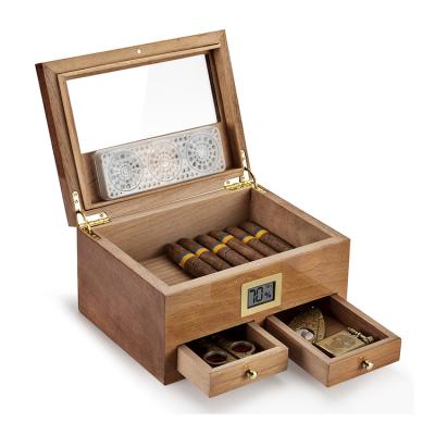 China New Logo Cigar Case Wooden Box Custom Made Factory Design Cigar Humidor Handmade for sale