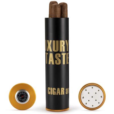 China Wholesale new type fashionable travel cigar case humidifier pot 3-5 cigars portable cigar tube good quality for sale