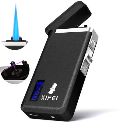 China Wholesale XiFei Rechargeable Single Arc Lighter Electronic Dual USB Charging Matt Black Butane Cigar Torch Lighter for sale