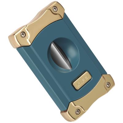 China Wholesale Durable Xifei Travel Cigar Cutter Stainless Steel Sharp V Blade Cut Golden Luxury Cigar Cutter for sale