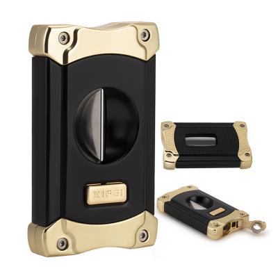 China Xifei Durable Manufacture Luxury Cigar Cutter V Cutter With Punch Table Top Cigar Cutter for sale