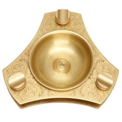 China XiFei Wholesale Durable Detachable Luxury Gold Cigar Ashtray Table Top Triangular Pattern Design for sale