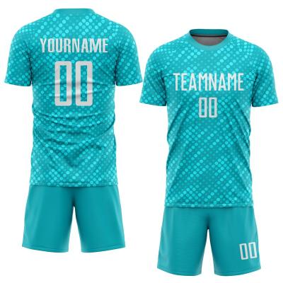 China Sets Custom Made Custom Aqua White Soccer Jersey Sublimation for sale