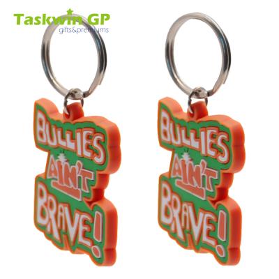 China Logo Metal Enamel Rubber Key Chain Custom PVC Embossed Soft Keychains 2D PVC Key Chain Cartoon Rubber Key Rings for sale