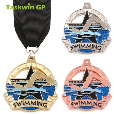 China Custom Cheap Non-profit Organizations Award Medal Fashion Zinc Alloy Custom Sports Swimming Medals For Swimming for sale