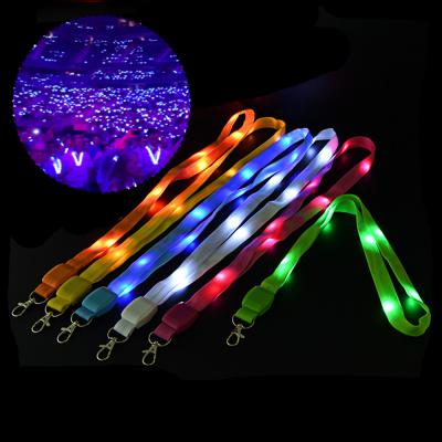 China Wholesale Polyester Led Custom Flashing Lanyards Customs Lead Lanyard With Logo for sale