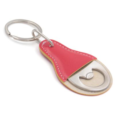 China Sublimation Key Ring Leatherette Pu Leather Beer Bottle Openers Viable Key Chain With Custom for sale