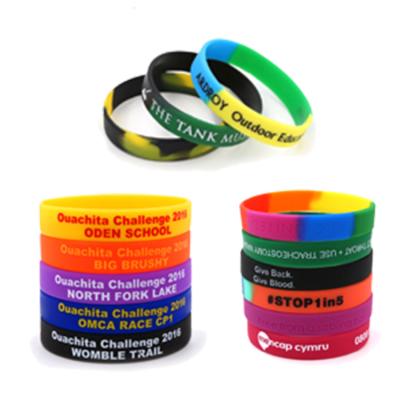 China Europe Promotional Item Embossed Printed Silicone Wristbands Custom for sale