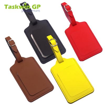 China Custom Washable Custom Name Embossed Faux Embossed PU Leather Travel Luggage Tag Bulk Logo OEM Square for sale