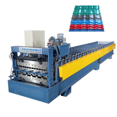 China Hotels Corrugated Sheet Roof Roll Forming Machine Tile Glazed Tile Making Steel Ridge Metal Bending Philippines India Marketing for sale