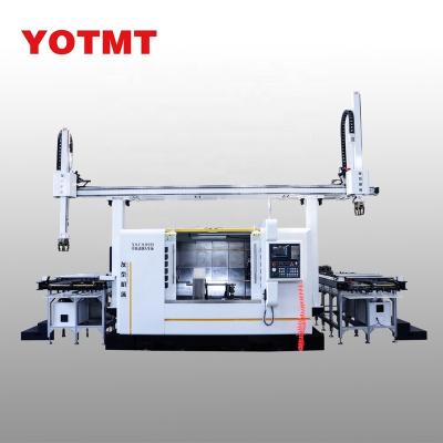 China Hot China Manufacturer Double Metal Drilling Turret Turning Machine Slope Bed CNC Turning Milling Lathe With Double End for sale