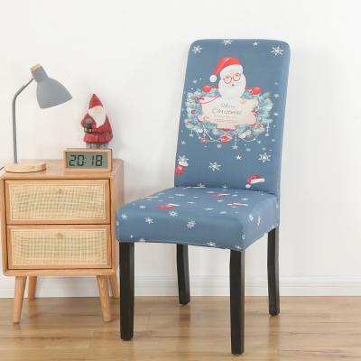 China Simple Universal En De Hui Blue Christmas Chair Set, Printed Chair Case for Home and Elastic Chair Suit for Holidays for sale