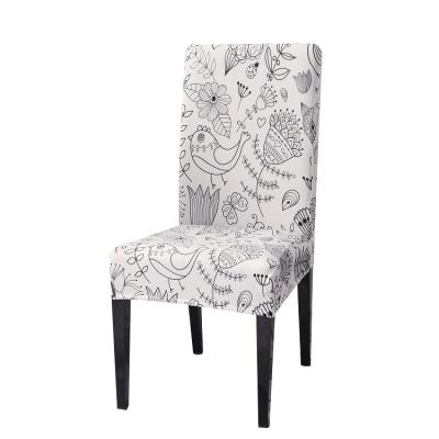 China Plain HUIENElastic Printing Dining Chair Cover Modern Removable Kitchen Seat Case Stretch Chair Cover For Banquet Wedding Party for sale