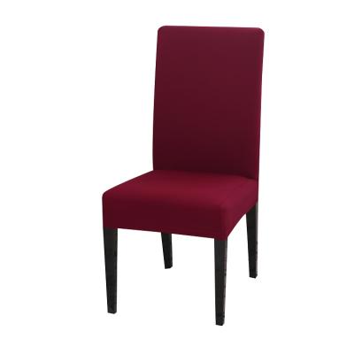 China Plain HUIEN Wine Red Spandex Wedding Chair Cover Dining Chair Decor Set Party Stretch Seat for sale