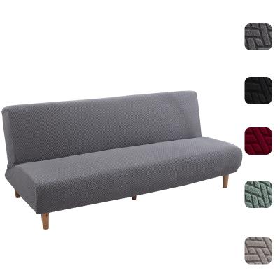 China HUIEN Comfort Futon Cover Folding Elastic Breathable Armless Couch Sofa Bed Covers Stretch Velvet No Armrest Sofa Shield Furniture Protector for sale